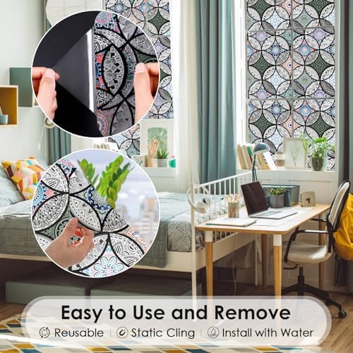DKTIE Static Cling Decorative Window Film Easy to Install 17.7" x 118.1" - Image 4