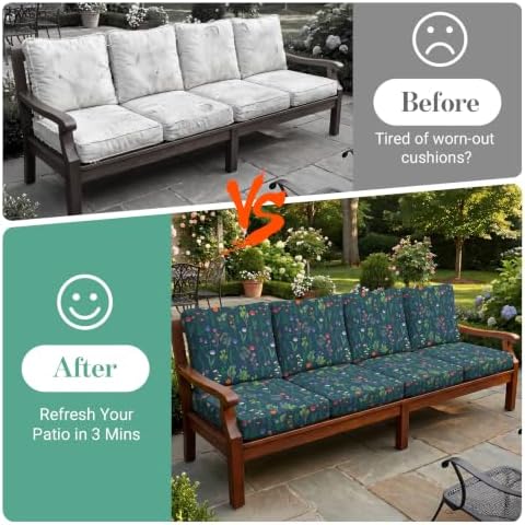 8Pcs Patio Cushion Covers Stretch Outdoor Furniture Protector Slipcovers - Image 5