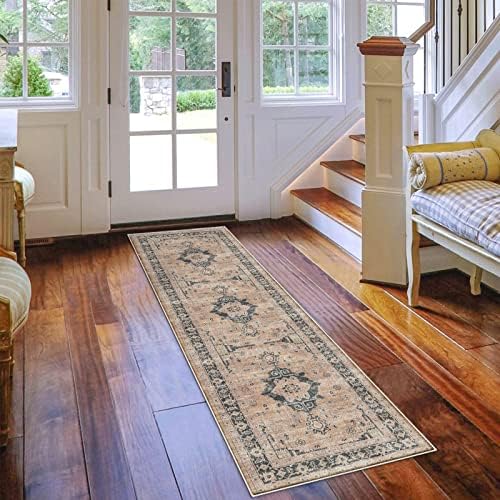 Hallway Washable Runner Rug - 2x7 Kitchen Rugs Entryway Rug Runner Vintage Soft Floor Mat Non Slip Indoor Farmhouse Carpet for Bathroom Living Room Bedroom (2 X 7, Orange) - Image 6