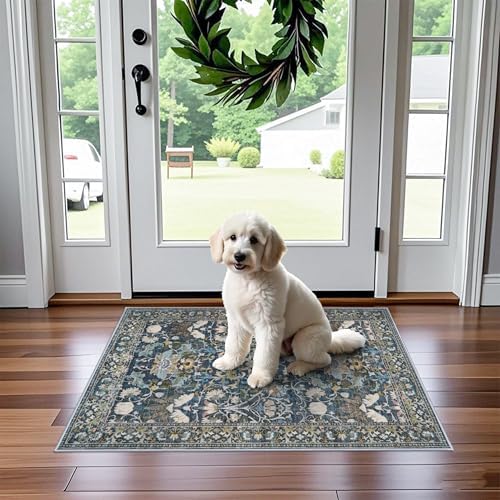 HY HAOYUNLAI Washable 2x2 Floral Square Area Rug Non-Slip Nursery Carpet by HYHAOYUNLAI