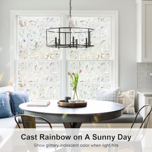 Window Privacy Film, 3D Rainbow Decorative Stained Glass Film, Sun Blocking Windows Clings, Static Cling Frosted Glass Windows Sticker Door Covering for Home (Tulip, 35.4" x 78.7") - Image 2