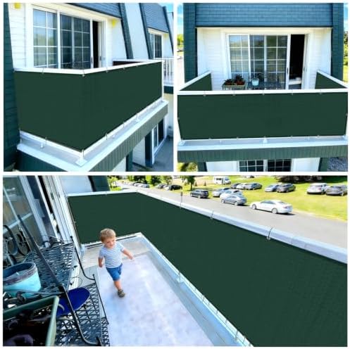 COOLBOYS Customized 3'x8' Dark Green Balcony Privacy Screen Fence Cover - Image 6
