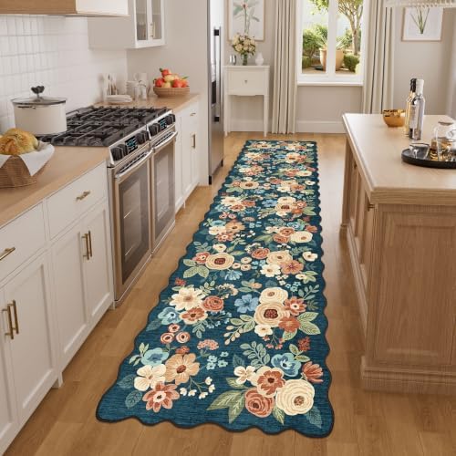DUKINO 2x10 Runner Rug for Hallway, Washable Kitchen Rugs, Prussian Blue - Image 3