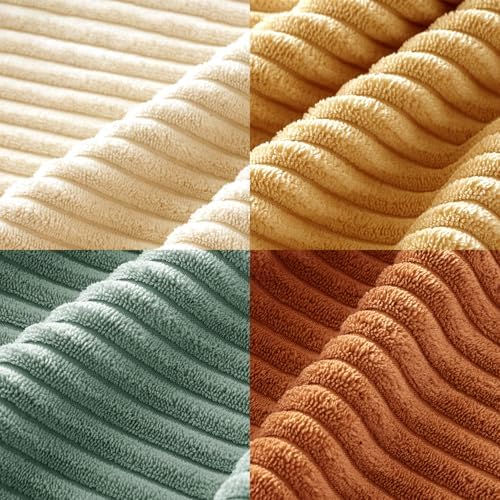 MIULEE Soft Corduroy Decorative Throw Pillow Covers Orange Teal 18x18 - Image 2