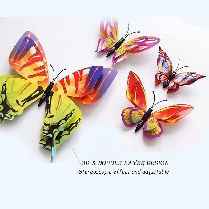 OPSEAM 3D Butterfly Wall Decor Butterfly Decorations Stickers with Magnets | 24 PCS Multiple Colour,12 Styles Double Layer Butterfly for Classroom Decoration,Locker Refrigerator, Reusable,Waterproof - Image 5