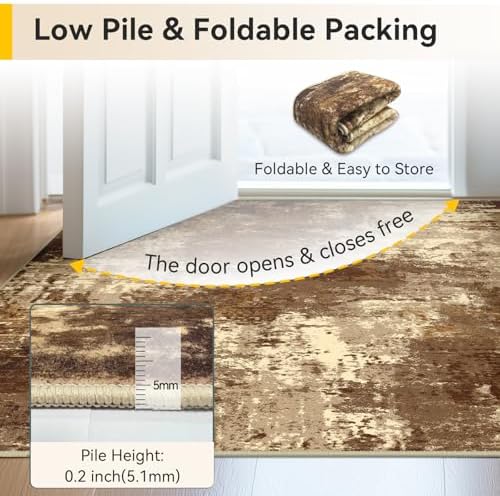 RELEANY Washable 2'x3' Abstract Area Rug for Living Room Brown Tan - Image 6