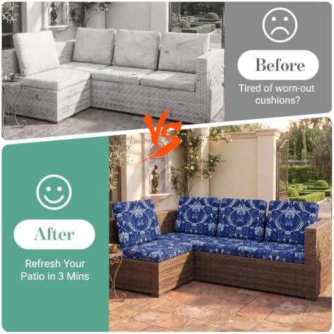 8Pcs Patio Cushion Covers Stretch Outdoor Furniture Protector Slipcovers - Image 5