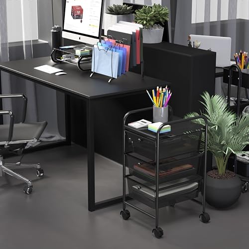 Simple Houseware 3 Drawers Rolling Utility Cart Art Craft Organizer, Black - Image 2