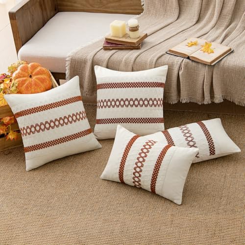 MIULEE Set of 2 Fall Burnt Orange Decorative Lumbar Pillow Covers 12x20 - Image 3