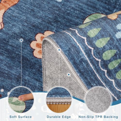 DUKINO 2x3 Bathroom Rugs, Washable Dog Kitchen Rug Non Slip, Blue - Image 6