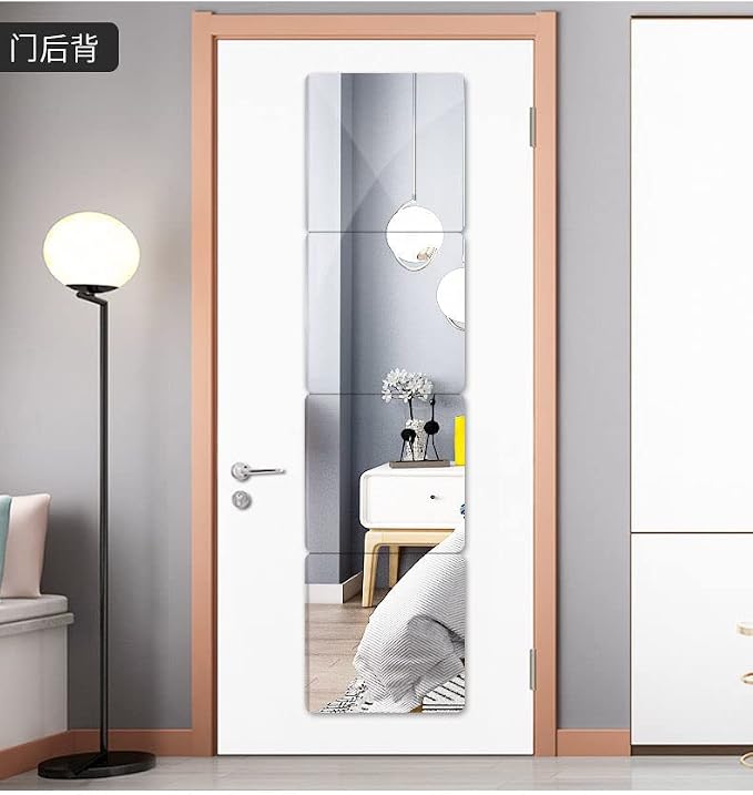 JEOYOO Wall Mirror Full Length, on Door Mirrors, Cheap Mirror Acrylic, shatterproof Gym Mirrors for Home Gym, 8"X8"-4 Pcs, Workout Non Glass Mirrors for Bedroom, Over Door Mirror Kids - Image 4