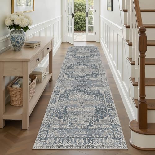Rugxara 2'6''x8' Washable Runner Rug for Hallway Kitchen, Blue - Image 2
