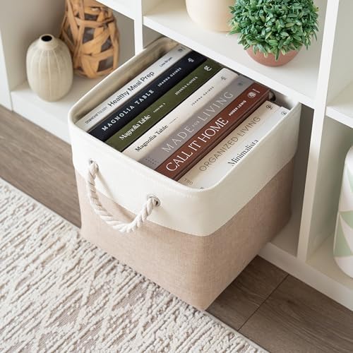 OrganiHaus 11x11 Cube Storage Bins, 4-Pack Fabric Cubes, Rope Handles - Image 4