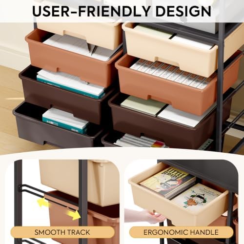 APEXCHASER Rolling Storage Cart with 8 Large Drawers, Wooden Tabletop - Image 5