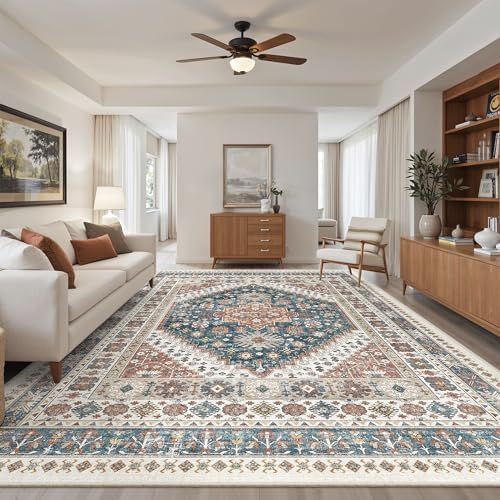 Madane 8x10 Area Rugs for Living Room, Non-Slip Washable Rug, Navy Blue - Image 2
