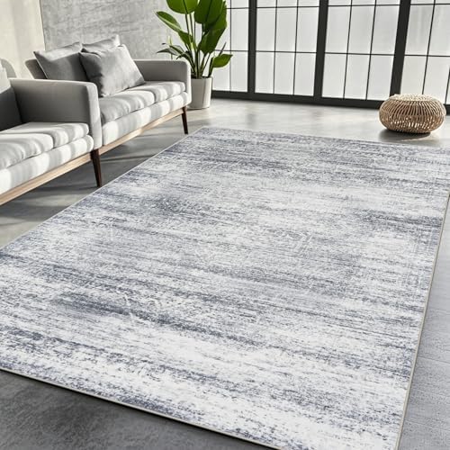 5x7 Washable Area Rugs for Living Room,Bedroom,Dining Room (Grey Cream) by Srugn