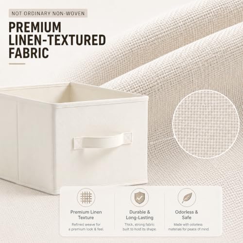 3-Pack Closet Storage Bins, Foldable Fabric Storage Baskets, Beige - Image 3