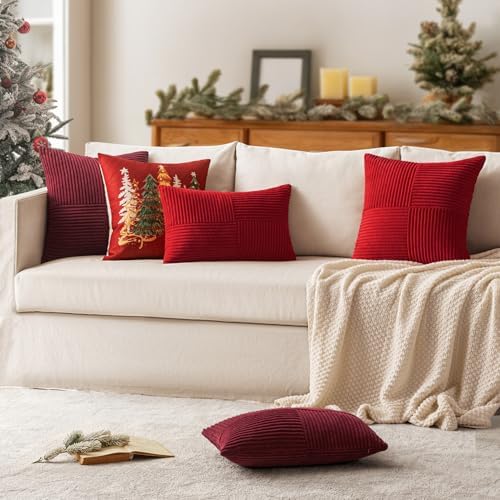 MIULEE Christmas Red Decorative Lumbar Throw Pillow Covers 12x20 in 2 Pack - Image 4