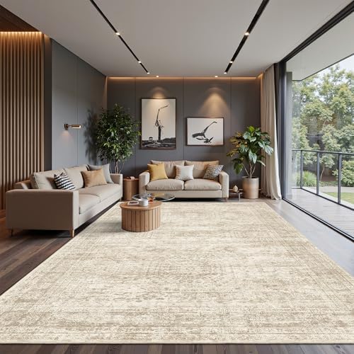 Soalmost 10x12 Area Rugs for Living Room Washable Rug Non-Slip Beige - Image 2