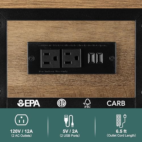 Yoobure End Table with Charging Station, Flip Top Side Table with USB Ports and Outlets, Sofa Couch Table Bedside Table for Living Room Bedroom, Narrow Nightstand with Storage Shelves for Small Space - Image 5