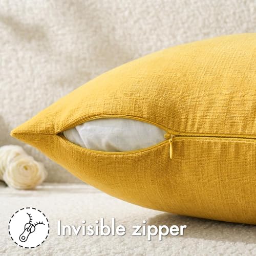 MIULEE Yellow Chenille Couch Lumbar Throw Pillow Covers, 12x20 - Image 5