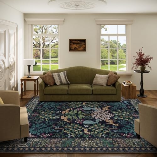 Washable Area Rugs for Living Room: 5x7 Bedroom Rug Vintage Area Rug Stain Resistant Non Slip Low Pile Lightweight Soft Indoor Carpets for Living Room Dining Room Kitchen Nursery Kids Room Farmhouse by palohom