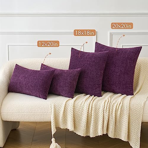 MIULEE Soft Chenille Throw Pillow Covers Plum Purple 20x20 Inch Pack of 2 - Image 4