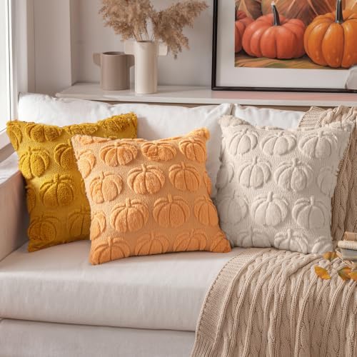 MIULEE Fall Pillow Covers Pumpkin Fall Decor 26x26 Beige - Image 3