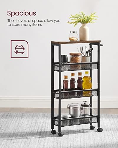 VASAGLE 4-Tier Slim Rolling Storage cart with Wheels, 5.1 Inches, Metal - Image 5