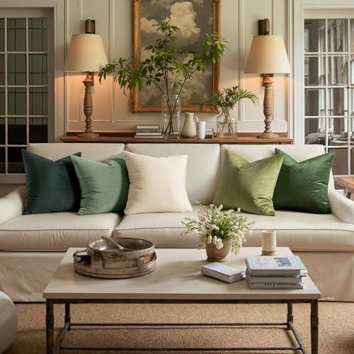 MIULEE Velvet Throw Pillow Covers 22x22 Inch Pack of 2 Army Green - Image 3