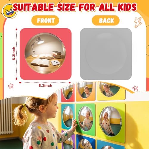 Geiserailie 9 Pcs Sensory Wall Bubble Mirrors, 6 x 6 Inch, CPC Certified - Image 2