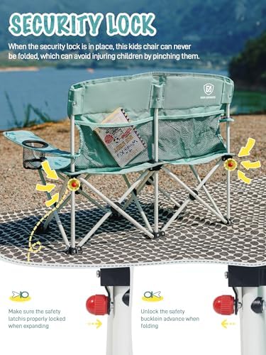 EVER ADVANCED Kids Camping Chair for Two Kids Green - Image 4