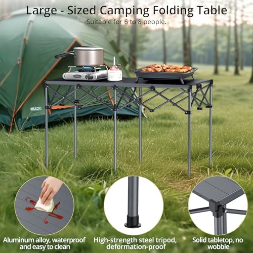 Anbte Heavy-Duty Roll Up Camping Table, Support 264 lbs, 48” x 24”, Black - Image 5