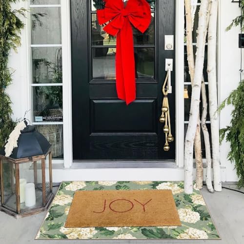Front Door Mat Outside Entrance - 2x3 Sage Green Floral Entry Rug - Image 5