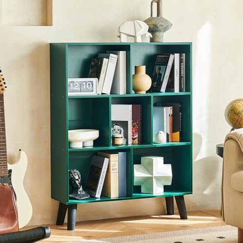 LEYAOYAO Cube Bookshelf, Mid-Century Modern Book Shelf with Legs,Dark Green - Image 5