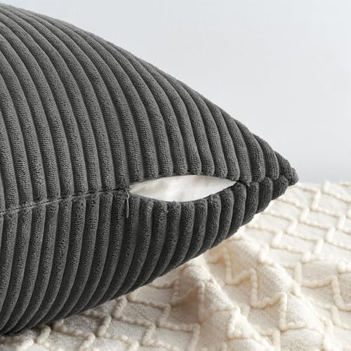 Topfinel Decorative Dark Grey Throw Pillow Covers Cushion Cases, Set of 4 Soft Velvet Modern Double-Sided Designs, Mix and Match for Home Decor, Pillow Inserts Not Included (16x16 inch) - Image 4