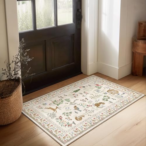 Machine Washable Throw Rugs for Entryway: Door Mat Indoor Entrance 2x3 Rug Small Area Rug Non-Slip Low Pile Kitchen Rugs for Entrance Front Door Indoor Entry Bedside Living Room - Image 2