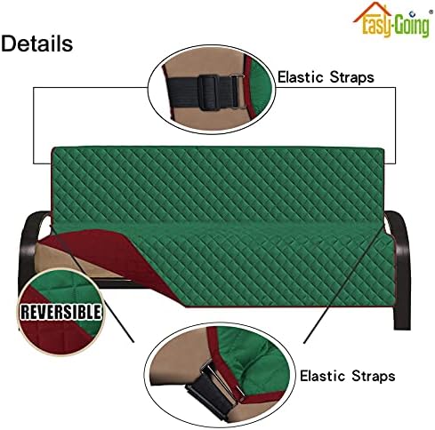 Easy-Going Reversible Couch Cover, Large Futon Sofa, Green/Christmas Red - Image 3