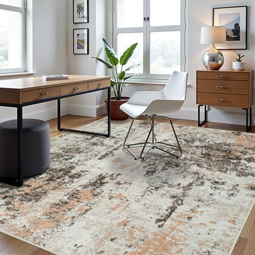 8x10 Area Rugs for Living Room Washable Bedroom Dining Room Brown Beige - Image 3