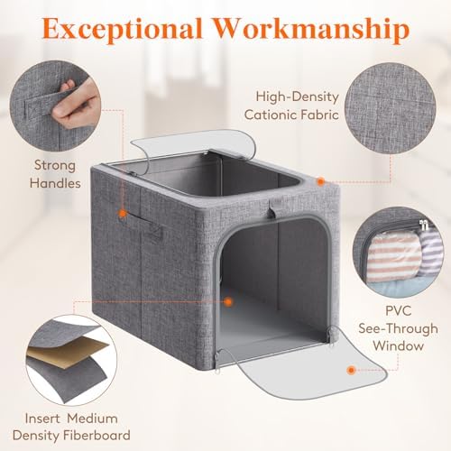 Lifewit 40L Clothes Storage Bins with Metal Frame for Closet, 4 Pack - Image 5