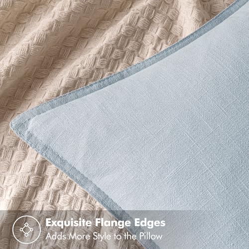 MIULEE Decorative Linen Lumbar Pillow Cover 12x20 Inch Light Blue - Image 5