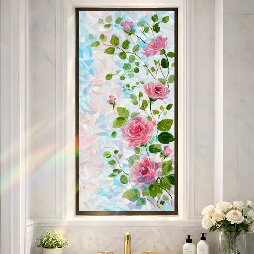 Cmialusie Pink Rose Window Film 39.3 x 17.3 Inch Cling by NeedaOne