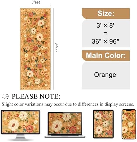 DUKINO 3x8 Kitchen Runner Rug, Washable Rug for Hallway Non Slip, Orange - Image 2