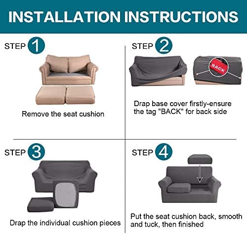 Turquoize 3 Piece Sofa Covers for 2 Cushion Couch Sofa Slipcover Soft Couch Cover for Dogs-Washable Sofa Furniture Covers with 2 Individual Cushion Covers, Feature Thick Fabric (2 Cushion Sofa, Gray) - Image 6