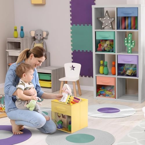 Sorbus Storage Bins with Clear Window, 6 Pack (13", Pastel Multi-Color) - Image 4
