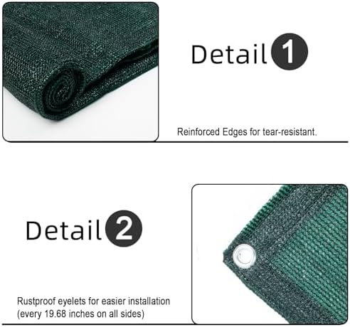 SUNLAX Custom Size 3'x1' Dark Green Balcony Privacy Screen 90% UV Block - Image 4