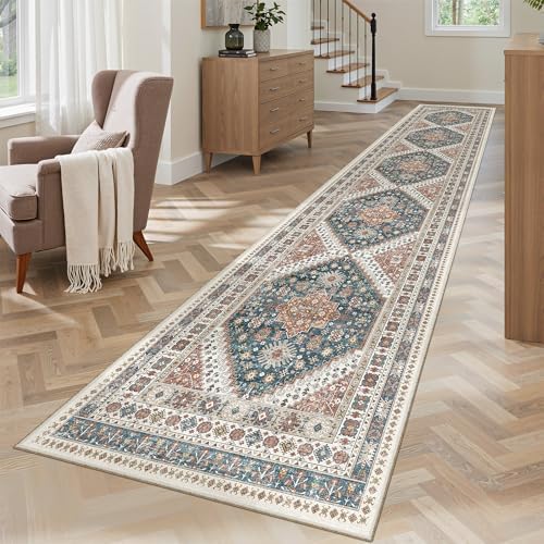 Madane Washable Runner Rugs 2x12 Long for Hallway Kitchen Soft, Navy Blue - Image 4