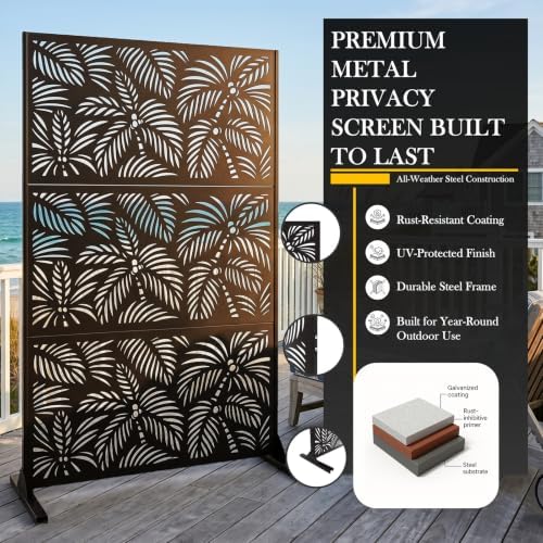 72" H Outdoor Privacy Screen, Palm Tree Privacy Panel for Patio&Backyard - Image 2