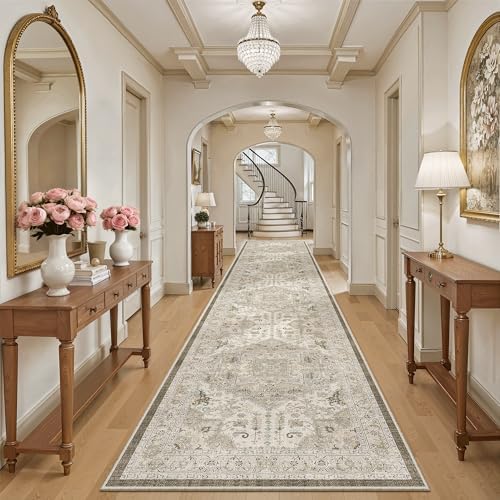 Madane Hallway Runner Rug 3x16 Washable Kitchen Runners Long, Ivory/Brown - Image 4