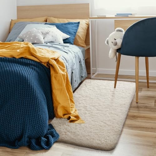 Ophanie Small Ivory Entryway Throw Rugs for Bedroom, 2x4 Mini Area Rug, Affordable Non Slip Fluffy Carpet, Fuzzy Soft Living Room Rugs, Home Decor Aesthetic, Nursery - Image 5